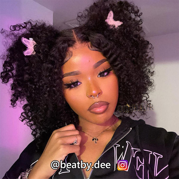 OQHAIR Kinky Curly Wear Go Wigs 7x5 HD Lace Pre Cut Lace Closure 100% Glueless Wigs