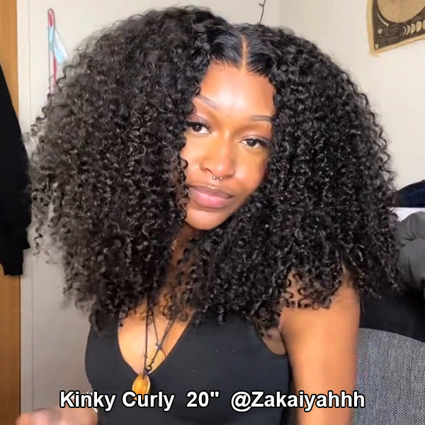 OQHAIR Kinky Curly Wear Go Wigs 7x5 HD Lace Pre Cut Lace Closure 100% Glueless Wigs