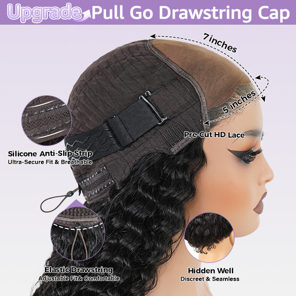 OQHAIR Kinky Curly Wear Go Wigs 7x5 HD Lace Pre Cut Lace Closure 100% Glueless Wigs