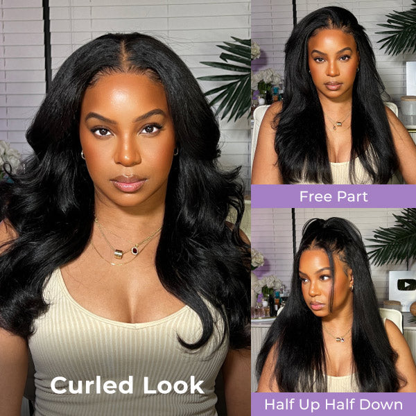 OQ HAIR Glueless Yaki Straight FreedoorM Wig Back Versatile Opening Pre-Cut 9x6 Skin Lace Wear Go Wig With Adjustable Fit Drawstring