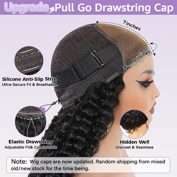 OQHAIR Wand Curl Wear Go Glueless Wig 7x5 HD Lace Pre Cut Lace 100% Glueless Wig Preplucked with Natural Hairline
