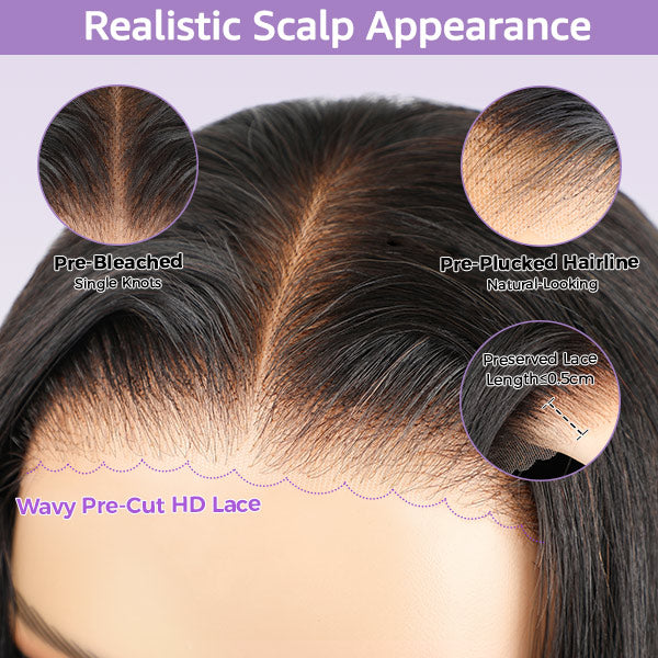 OQHAIR Body Wave Hair Wear & Go Glueless Wigs 7x5 Pre Cut HD Lace Closure Wigs With Pre Plucked Nautral Hairline
