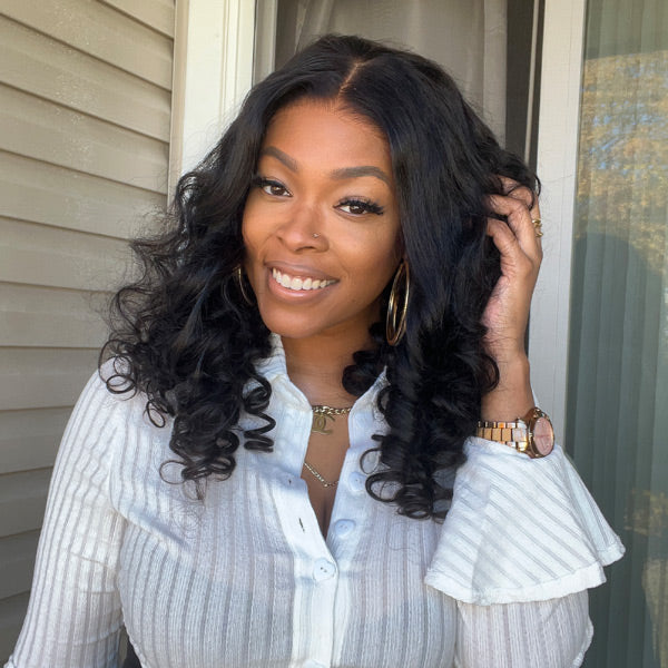 OQHAIR Wand Curl Wear Go Glueless Wig 7x5 HD Lace Pre Cut Lace 100% Glueless Wig Preplucked with Natural Hairline