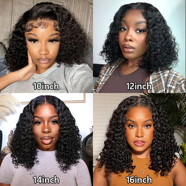 OQHAIR Wear Go Wigs Water Wave Hair Pre Cut 7x5 HD Lace Closure Short Bob Glueless Wig