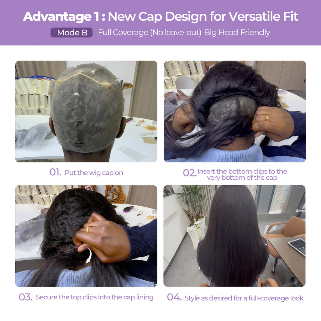 OQ HAIR Glueless Yaki Straight FreedoorM Wig Back Versatile Opening Pre-Cut 9x6 Skin Lace Wear Go Wig With Adjustable Fit Drawstring