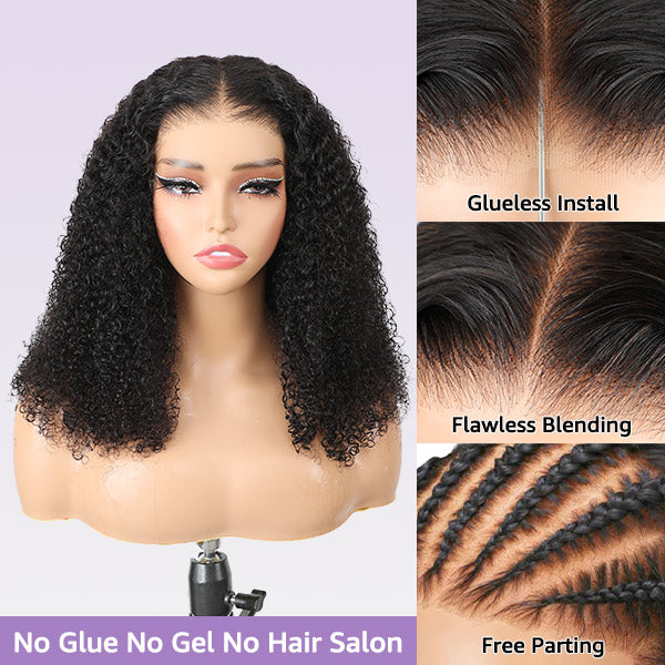 OQHAIR Kinky Curly Wear Go Wigs 7x5 HD Lace Pre Cut Lace Closure 100% Glueless Wigs