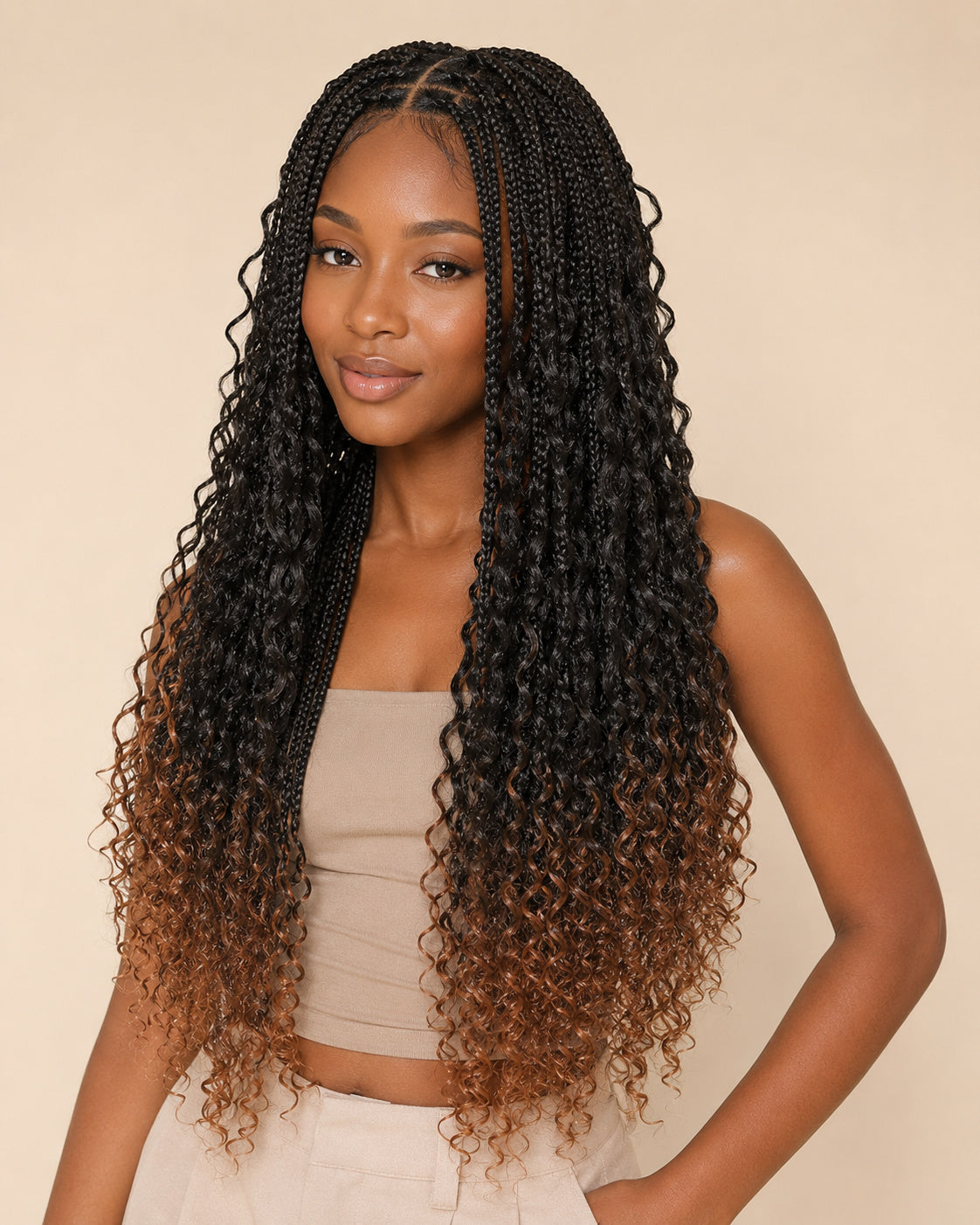 Perruque box braids longues sans colle, coiffure protectrice, portée