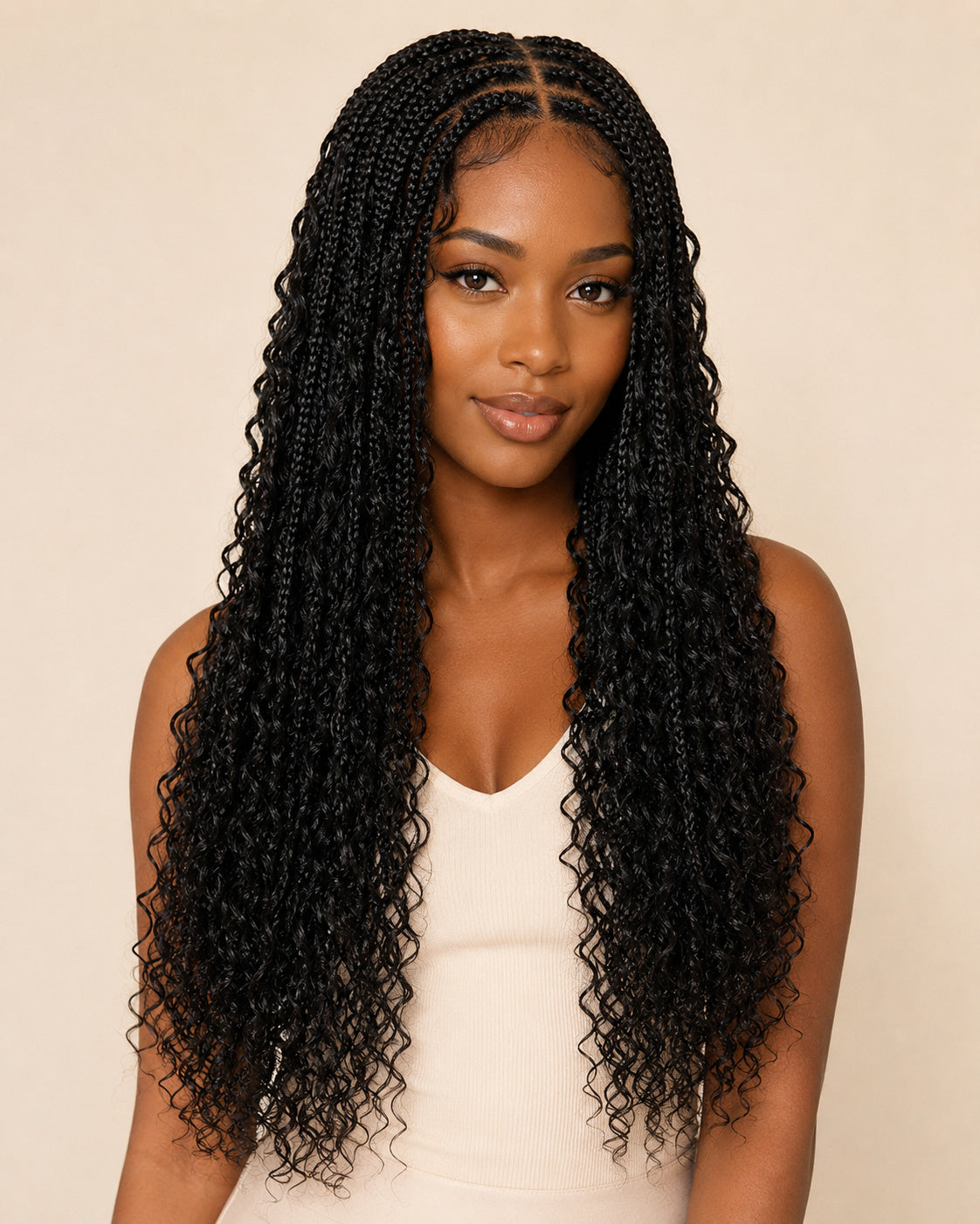 Perruque box braids longues sans colle, coiffure protectrice, portée