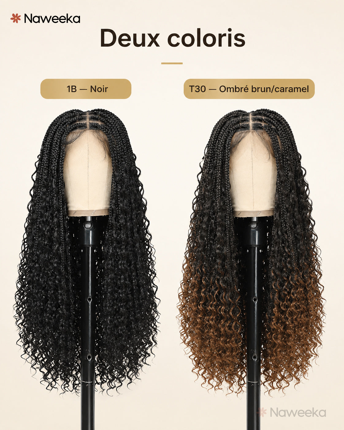 Perruque box braids longues sans colle, coiffure protectrice, portée
