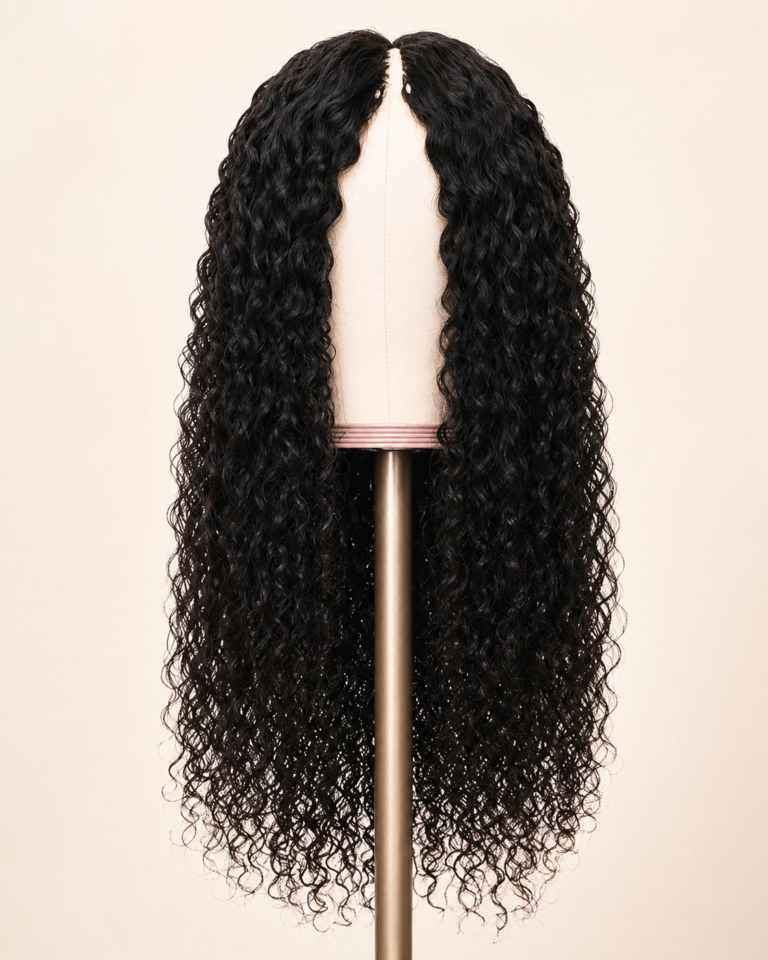 Perruque tissage ouvert bouclé sans colle, noir naturel, portée