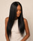 Perruque tissage ouvert lisse sans colle, noir naturel, portée