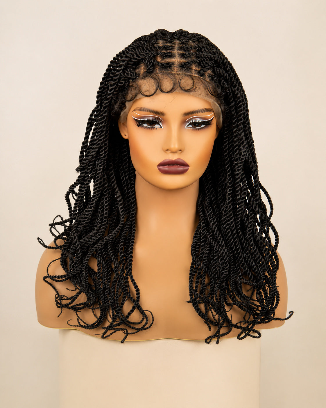 Perruque Twists sans colle, noir naturel, portée